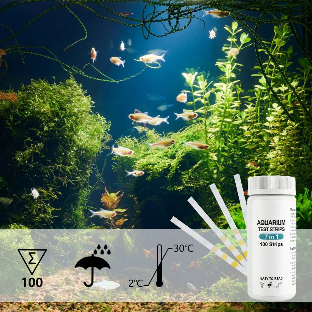 100pcs Aquarium Test Strips 7-IN-1/ 3-IN-1 Fish Tank Test Kit Freshwater Saltwater Aquarium Water Test to Detect pH Test Strips Zpaxo
