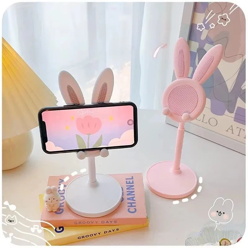 Pink Phone Holder Desktop Mobile Phone Stand For iPhone Samsung Tablet Smartphone Adjustable Lovely Rabbit Cartoon Table Support Zpaxo