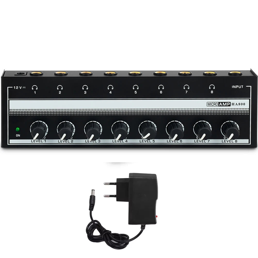 8 Channels Headphone Amplifier Mini Stereo Mono Switch Professional Zpaxo HA800 EU Plug