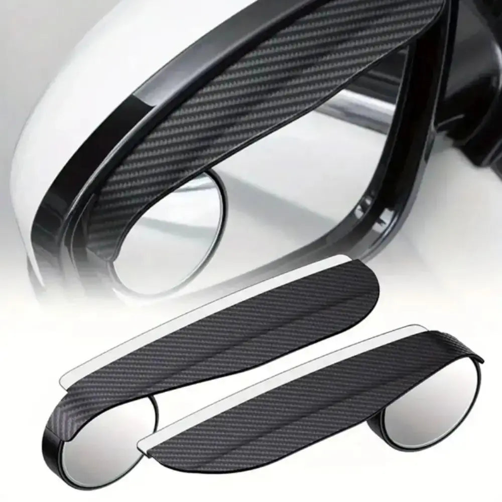 Carbon Fiber Blind Spot Mirror Small Round Mirror 360 Degrees Rearview Mirror Extended Field of View Multi-Function Rain Eyebrow Zpaxo