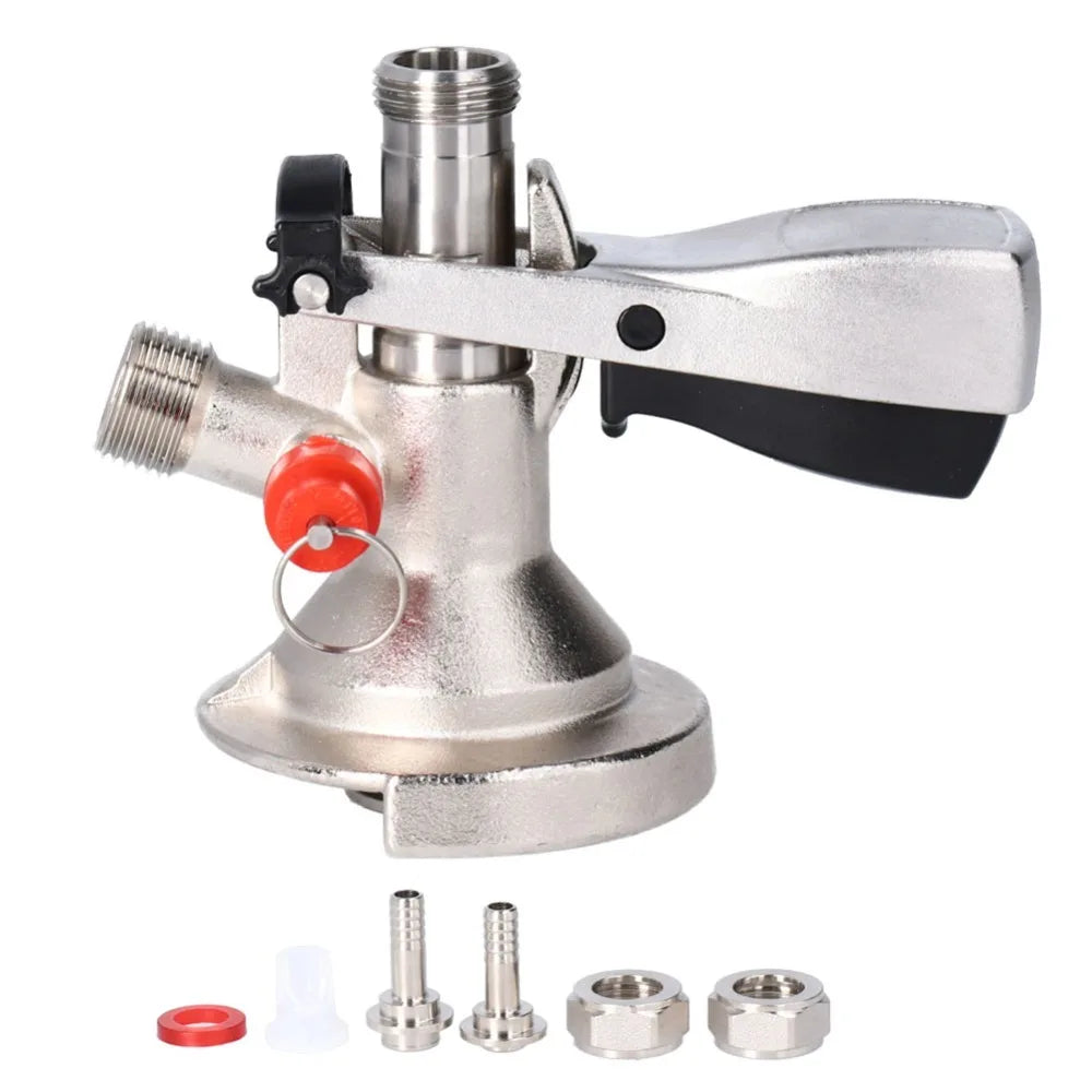 G5/8 A-Type Keg Coupler with Relief Valve – 7-Piece SS Set