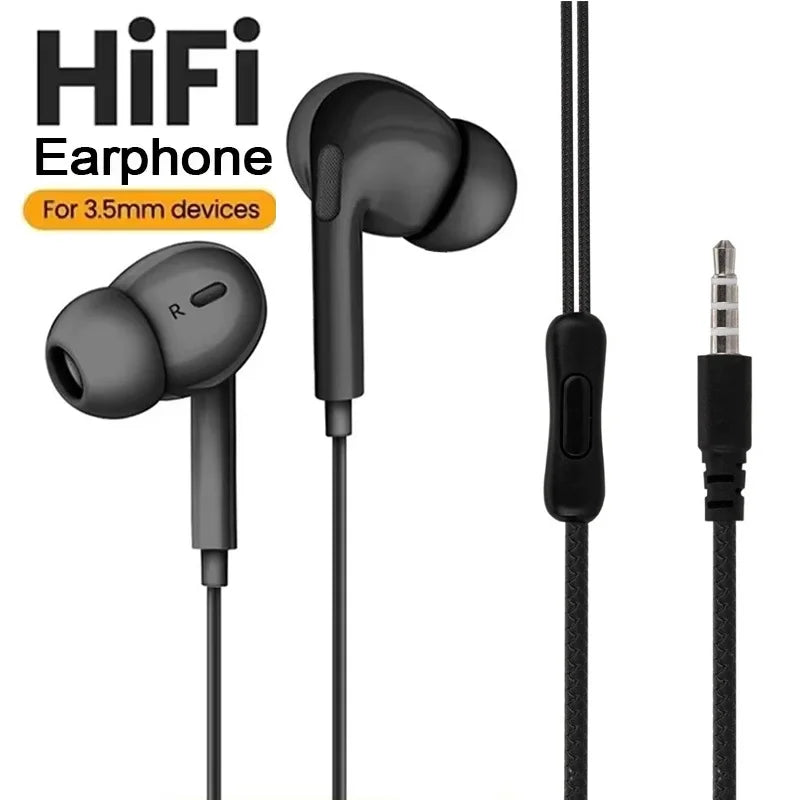 Universal 3.5mm Wired Earphone HiFi Stereo In-Ear Headset Sport Music Headset With HD Microphone Headphones For Laptops Computer Zpaxo