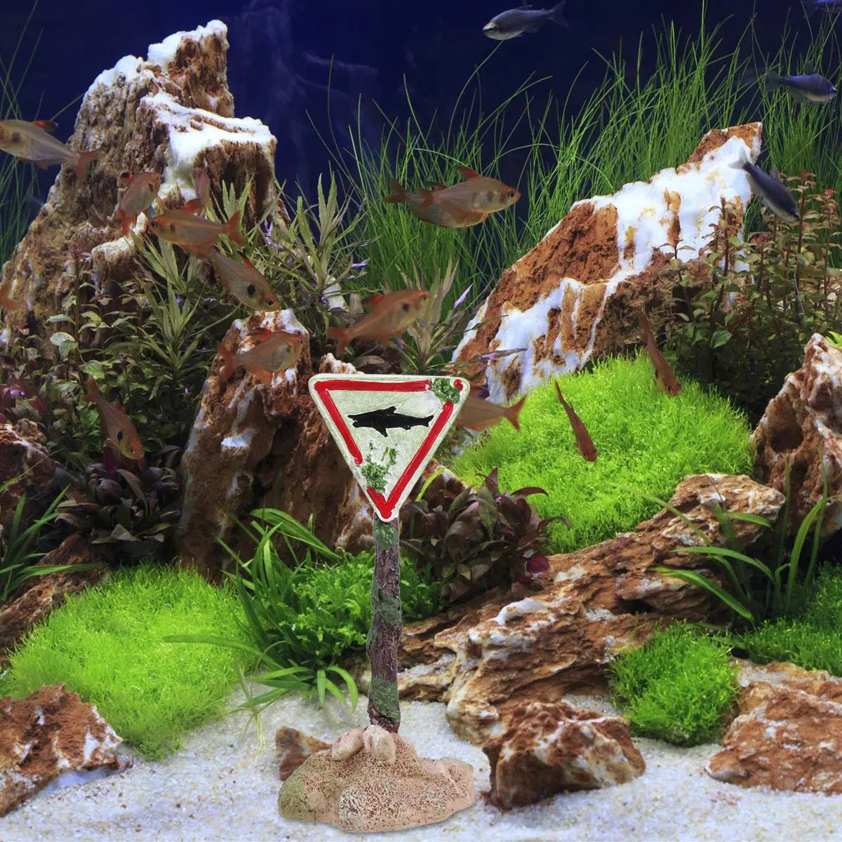 Cartoon Resin Small Display Warning Signs Aquarium Ornament Fish Tank