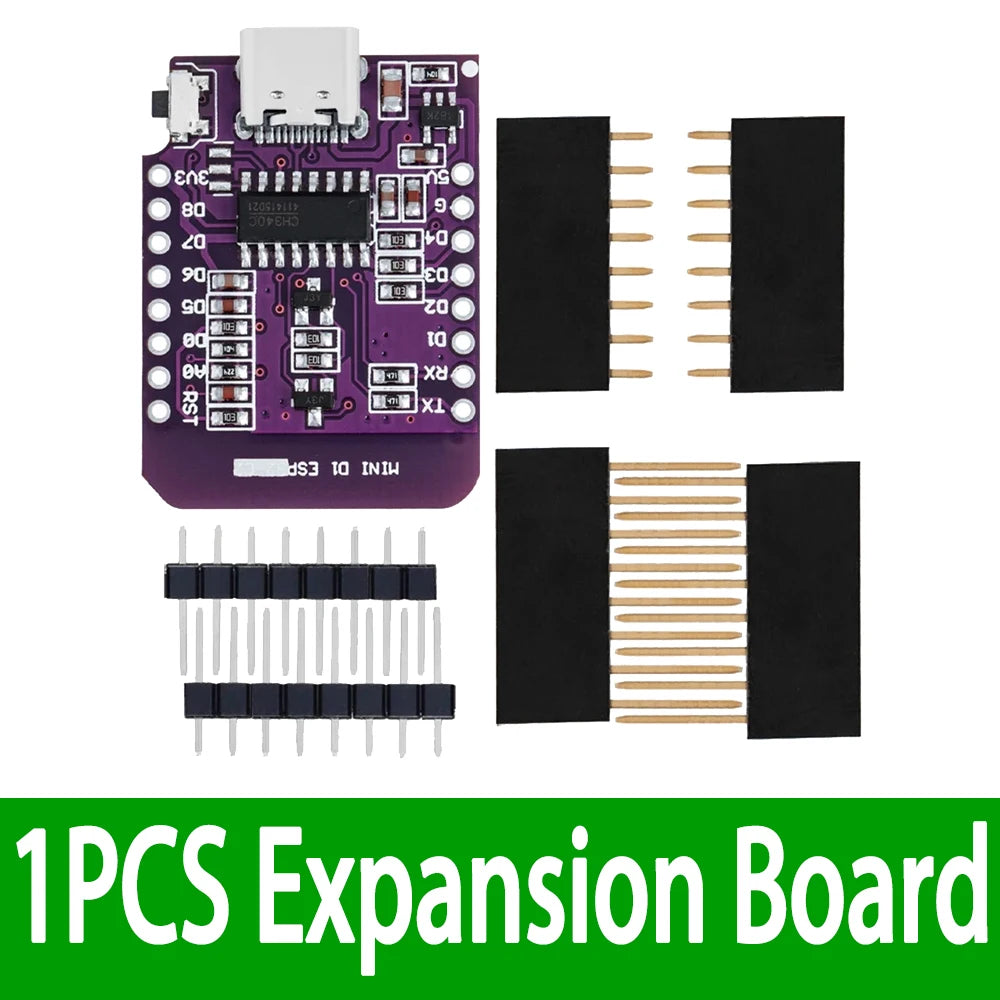 ESP8266 D1 Mini Type-C Development Board - ESP-07/07S CH340G USB, NodeMCU Lua IoT, 3.3V with Pins for WiFi Projects Zpaxo 1PCS Expansion Board