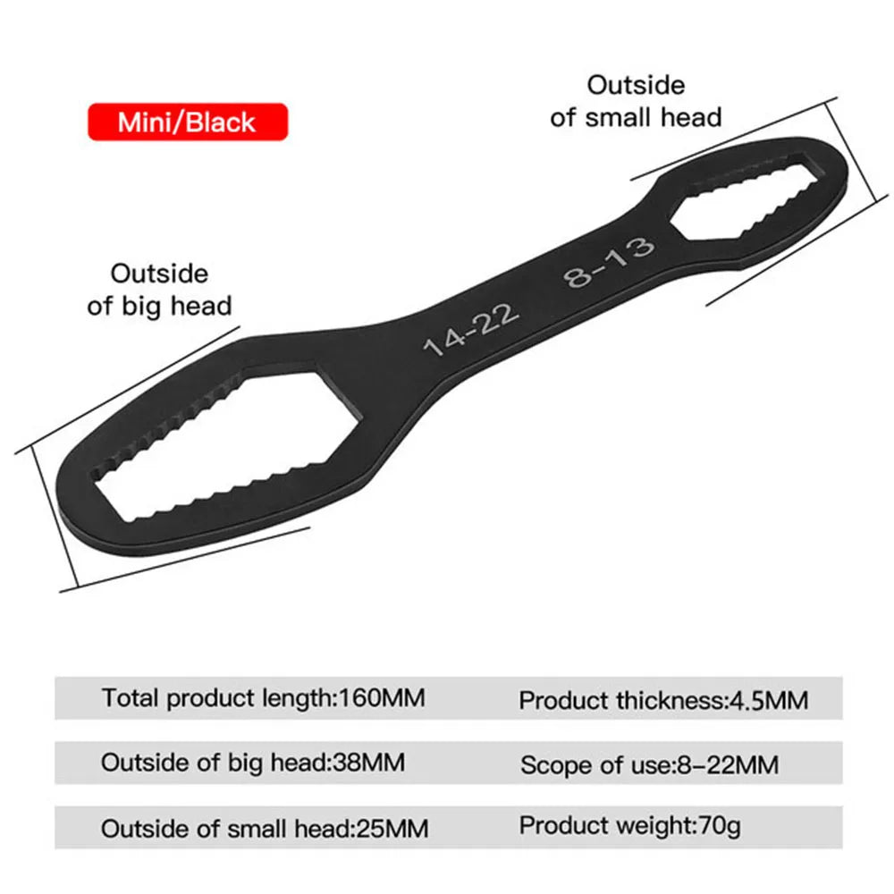 8-22/3-17mm Adjustable Universal Wrench Multi-Function With Serrate Jaw Self-Tightening Hand Tool for Home Workshop Factory Torx Zpaxo 160mm 8-22mm