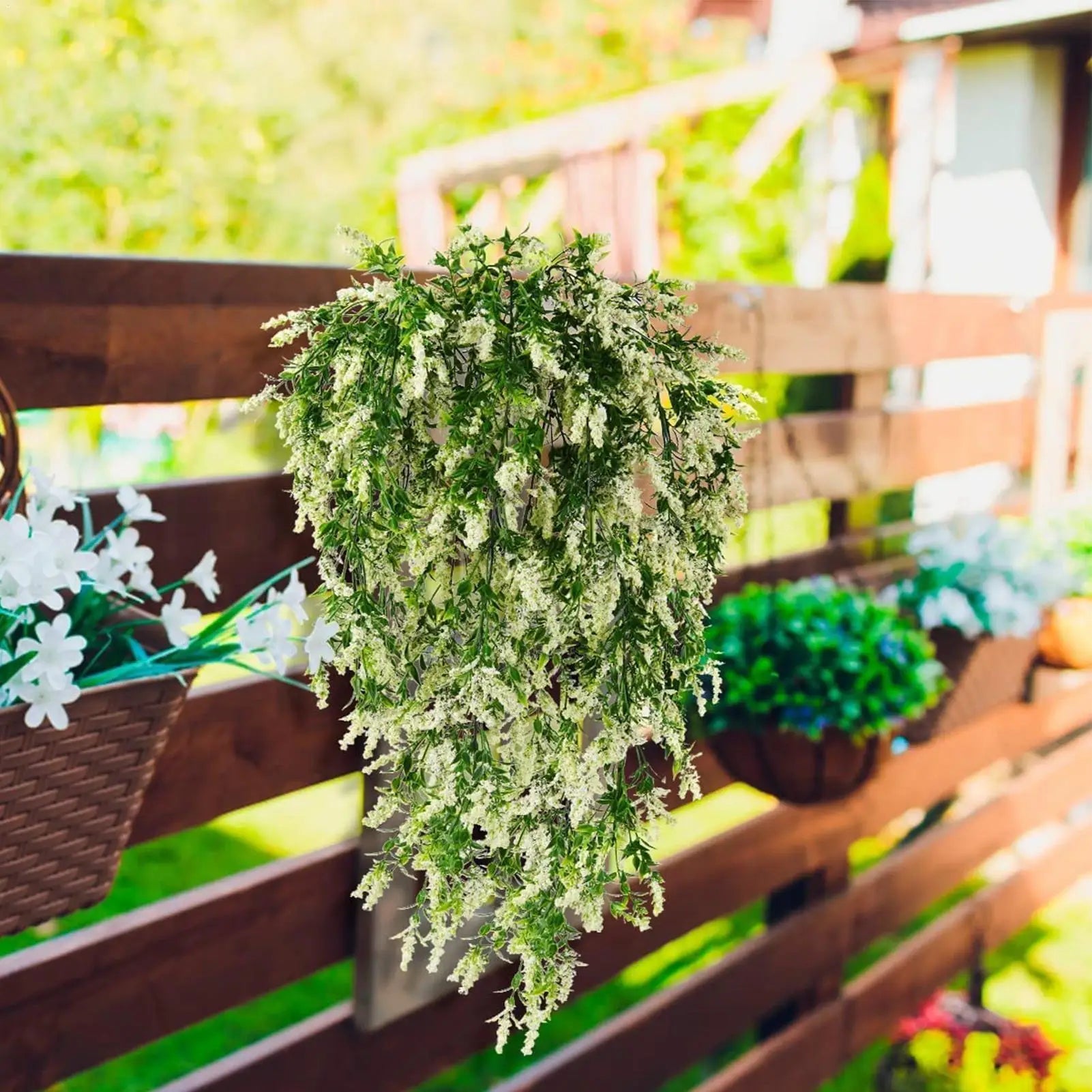 Balcony Faux Flowers 2-Pieces Decorative Hangable Trailing Vines