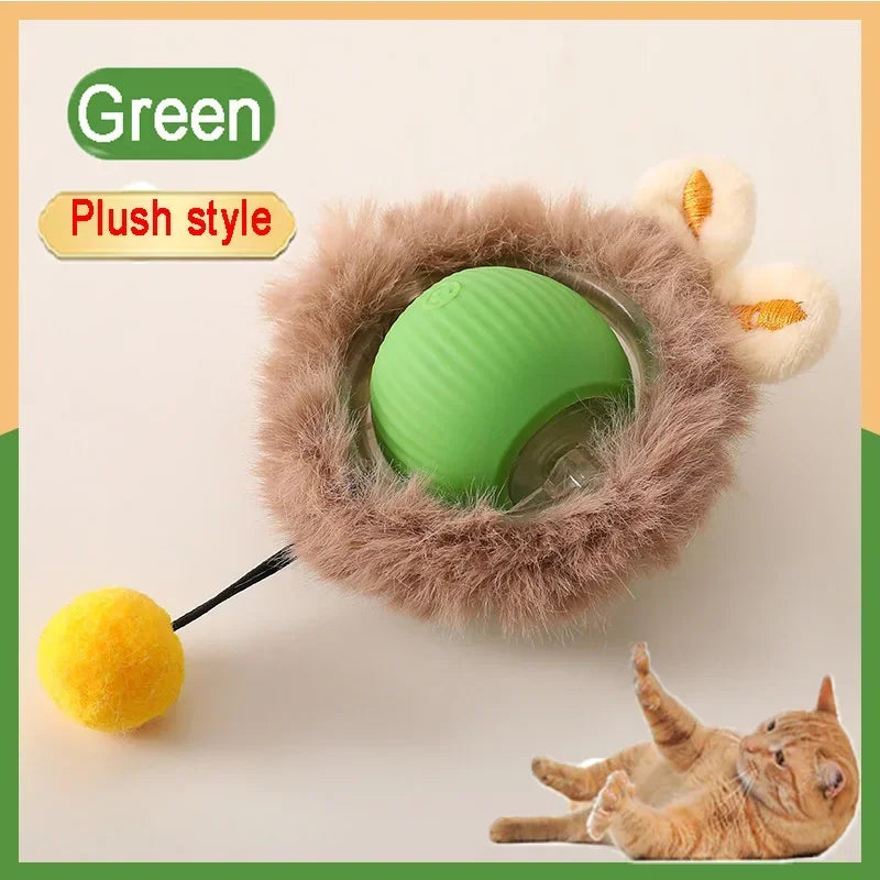 Interactive Cat Toys Automatic Rolling Ball Fake Tail Rechargeable Electric Pet Interactive Toy Dog Training Imitate Mouse Tail Zpaxo Green Plush Ball New Version