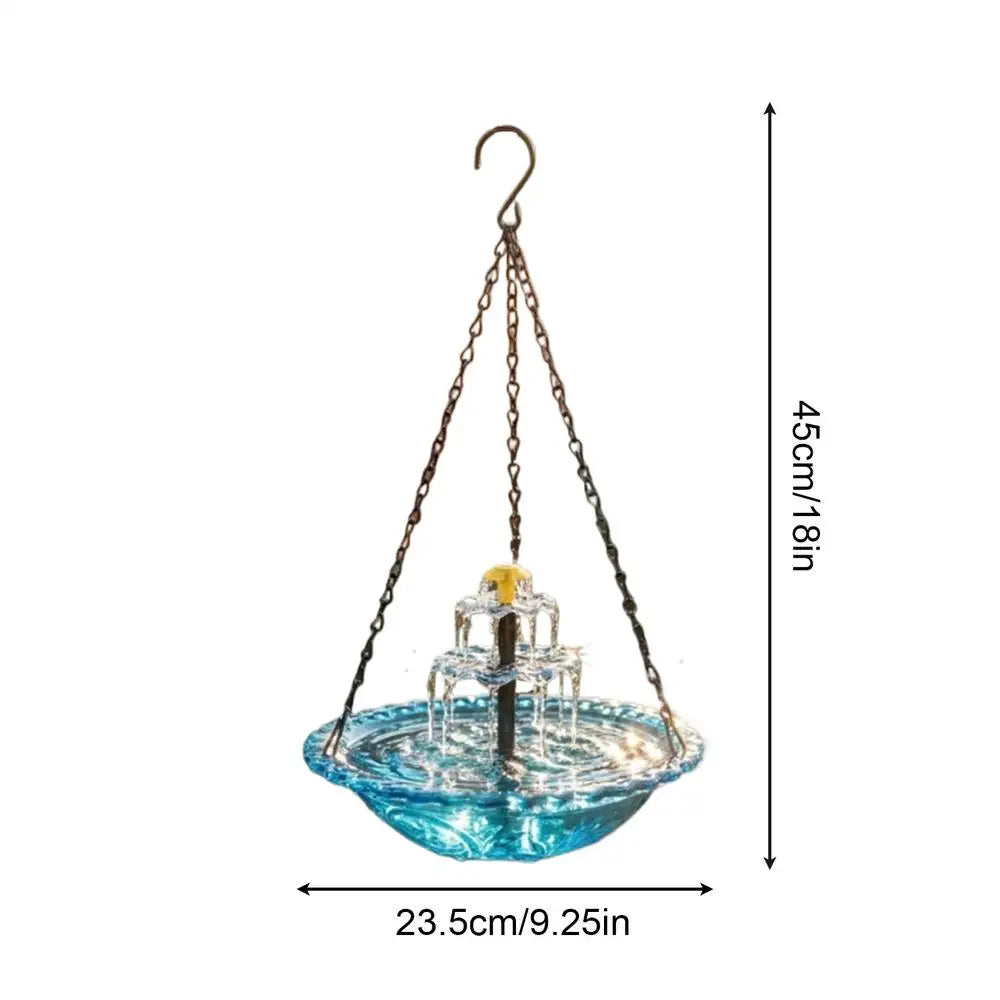 Solar Bird Bath Fountain Hanging Bowl Water Pump Outdoor Hummingbird Zpaxo Blue