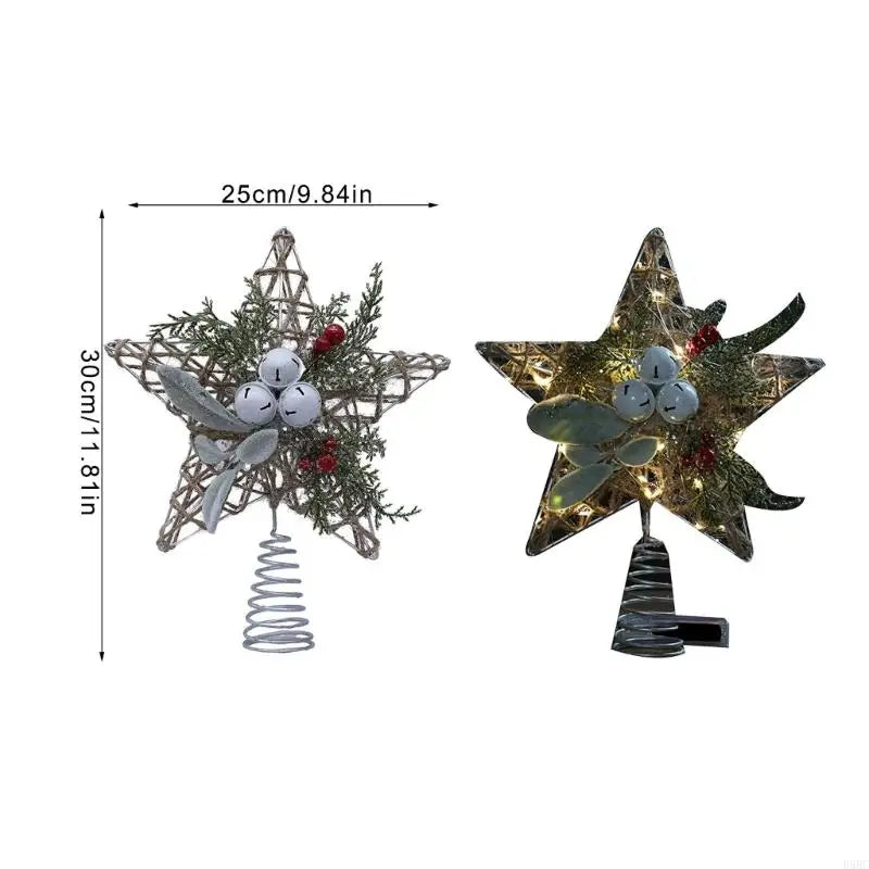 Hollowed Iron Wire Star Tree Ornament Bells Winter Holiday Party