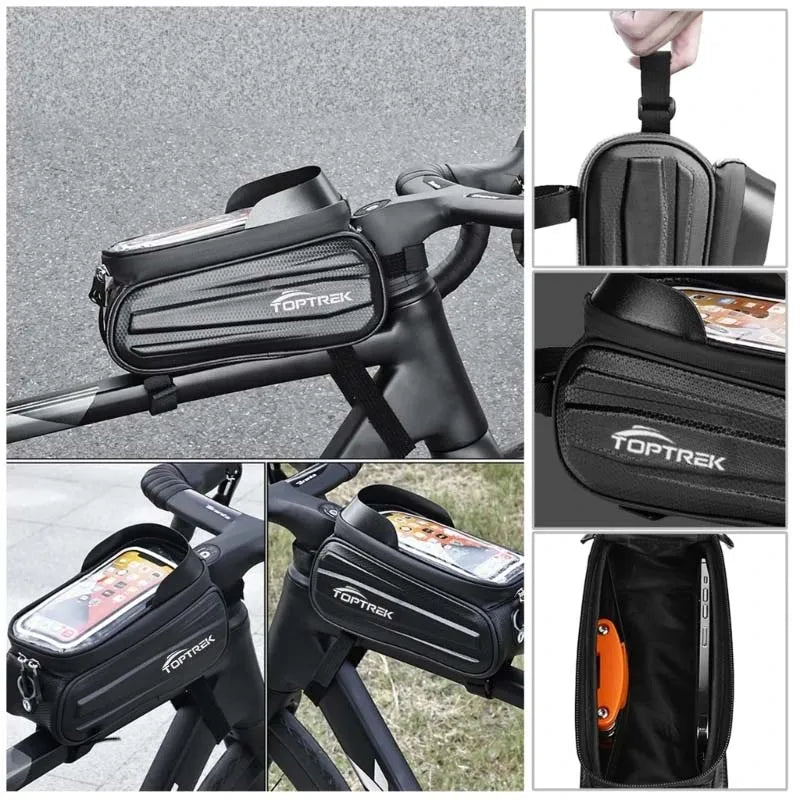 New Bike Bag Frame Front Top Tube Cycling Bag Waterproof 7.2 inch Cell Phone Case Touchscreen Bag MTB Pack Bicycle Accessories Zpaxo