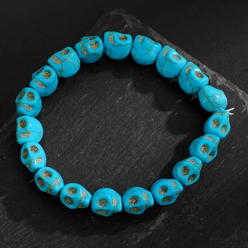 Skull Head Bone Bead Bracelet Colorful Elastic String Gothic Jewelry Zpaxo