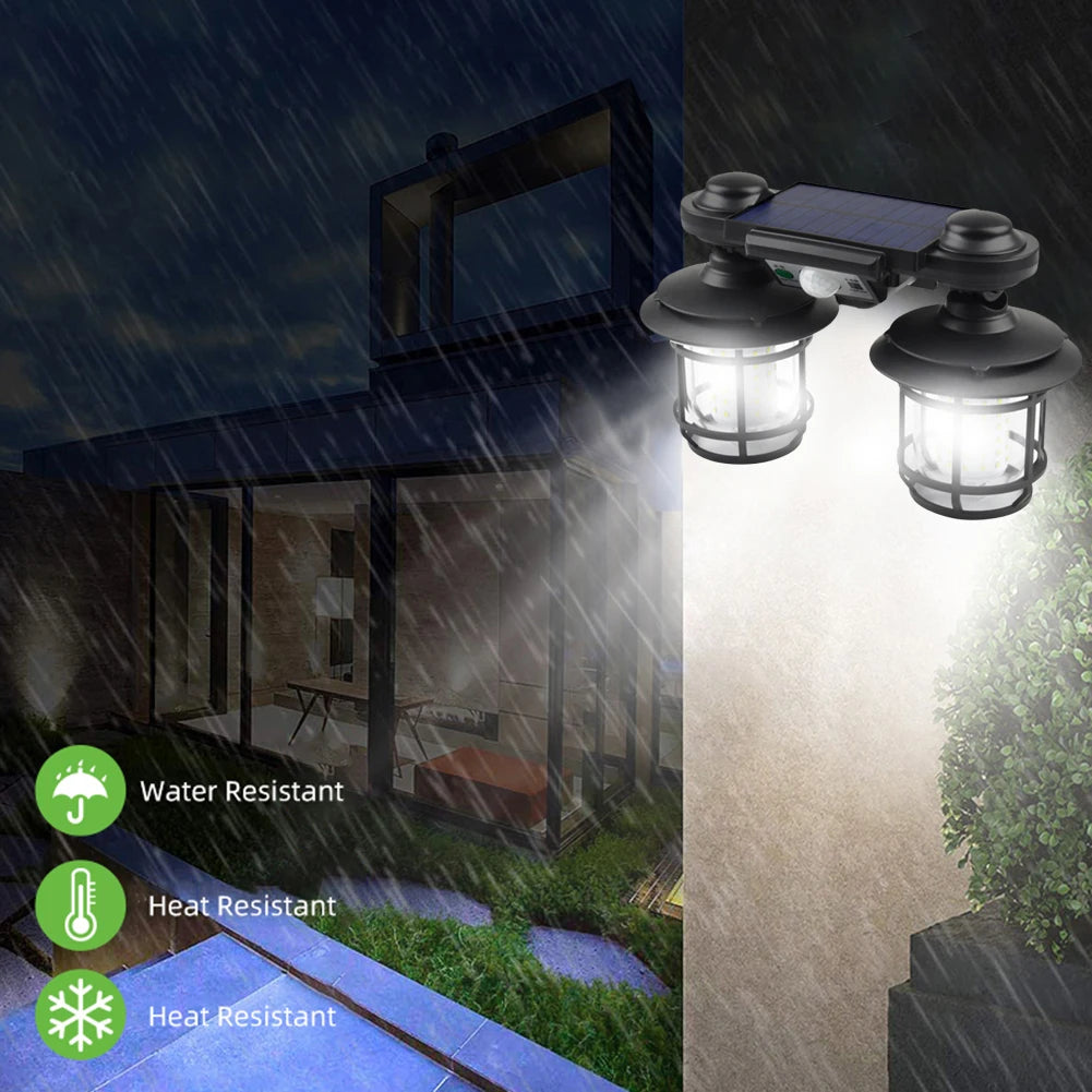 Double Head Solar Pendant Light Outdoor 1 Ground Wall Sensory Switch Zpaxo