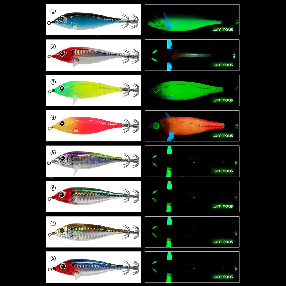Lifelike Squid Hook Double Glowing Octopus Bait Fishing Tackles Glow