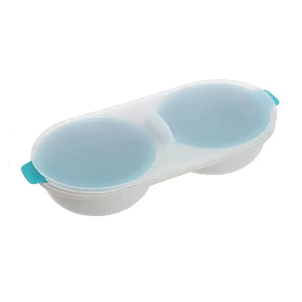Microwave Egg Poacher Double-Cup BPA-Free Egg Boiler Mold Microwave Egg Poacher Zpaxo A-blue