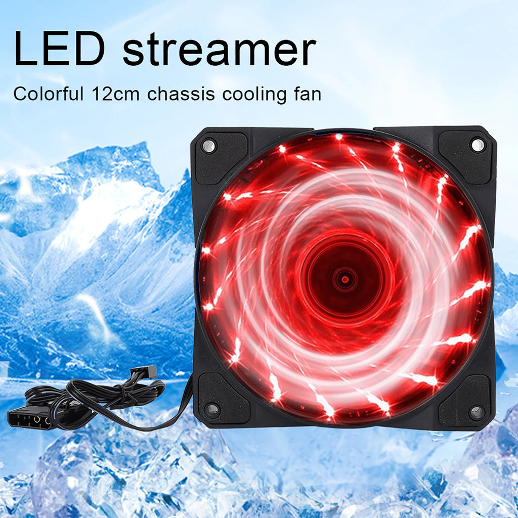 Chassis Fan Computer Cooler Accessory 3-Wire 15-Light Mute LED