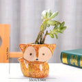 Ceramic Fox Plant Pot Micro Cute Mini Potted Succulents Small Flower