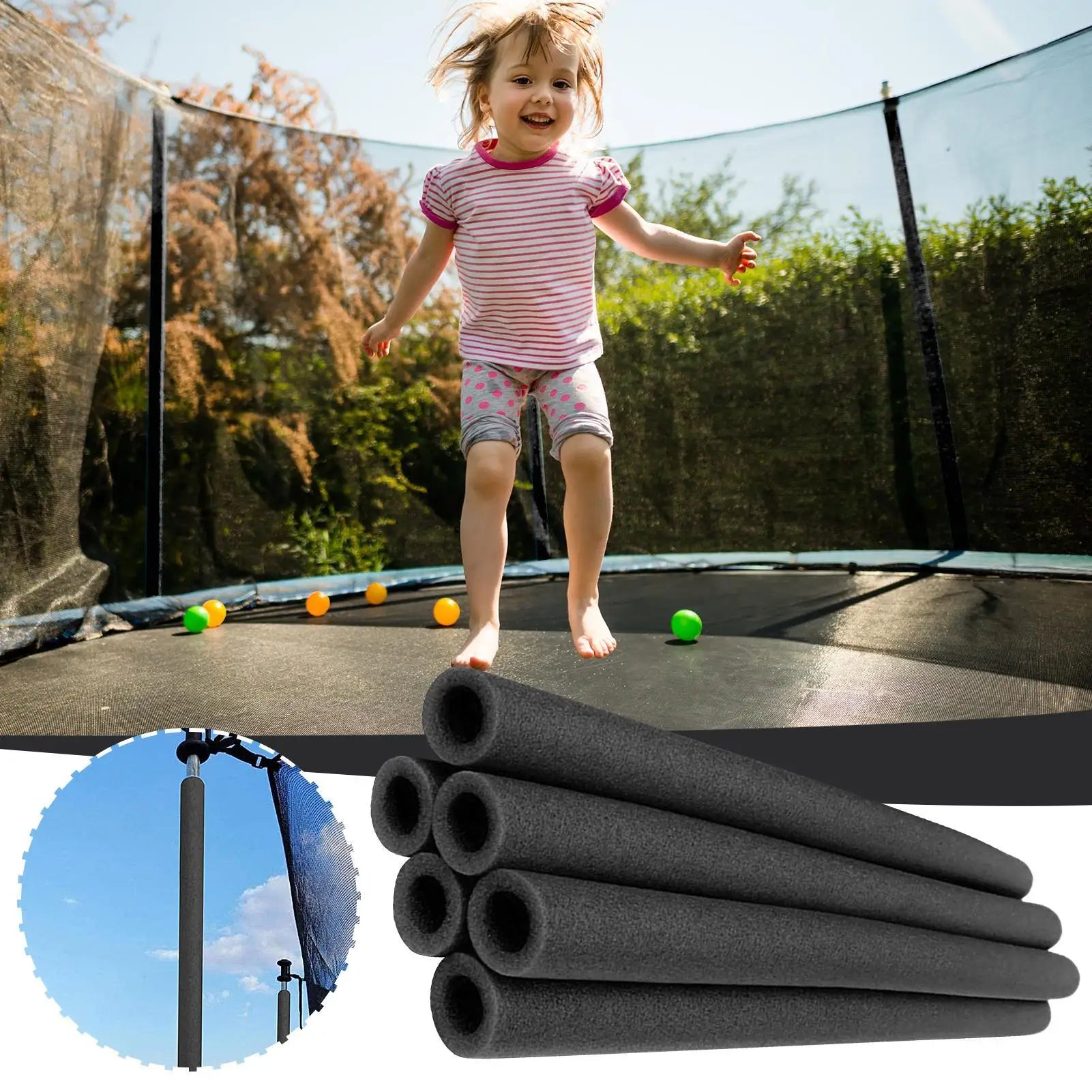 Trampoline Pole Protector Foam Sleeves Trampoline Pole Cover Tubes Padding Replacement Sturdy Secure for Safe Outdoor Bouncing Zpaxo