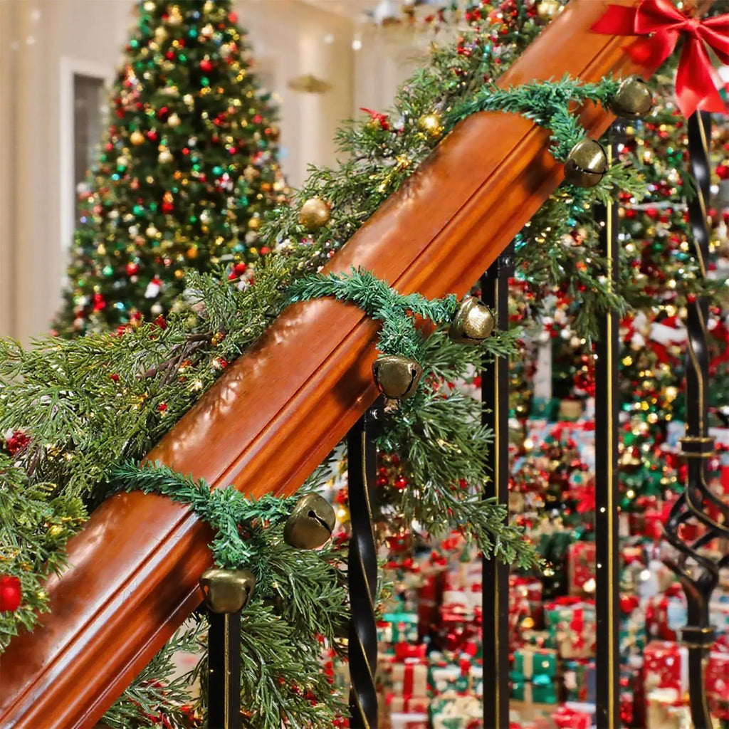 Banister Garland Ties Ribbon Hanger Reusable Bells Stairs Christmas