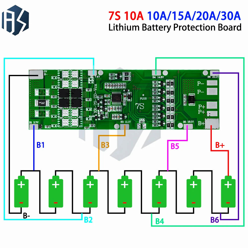 7S 24V Li-ion BMS Protection Board 10A 15A 20A 30A Current Options W Zpaxo