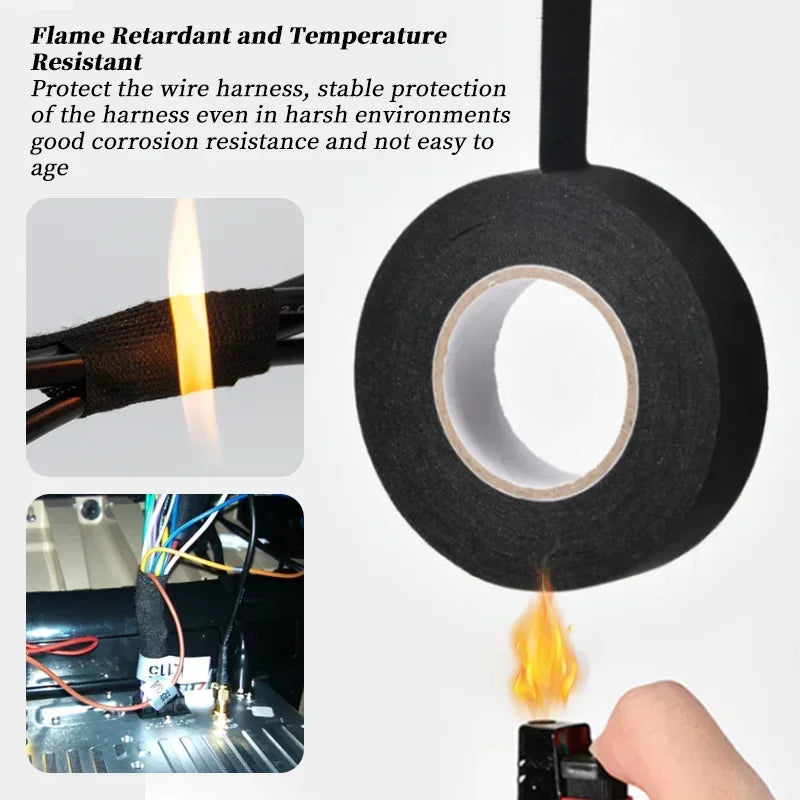 Electrical Insulating Tape Heat Resistant Harness Tape 9/15/50MM Car Cable Harness Wiring Loom Protection Waterproof Tape Zpaxo