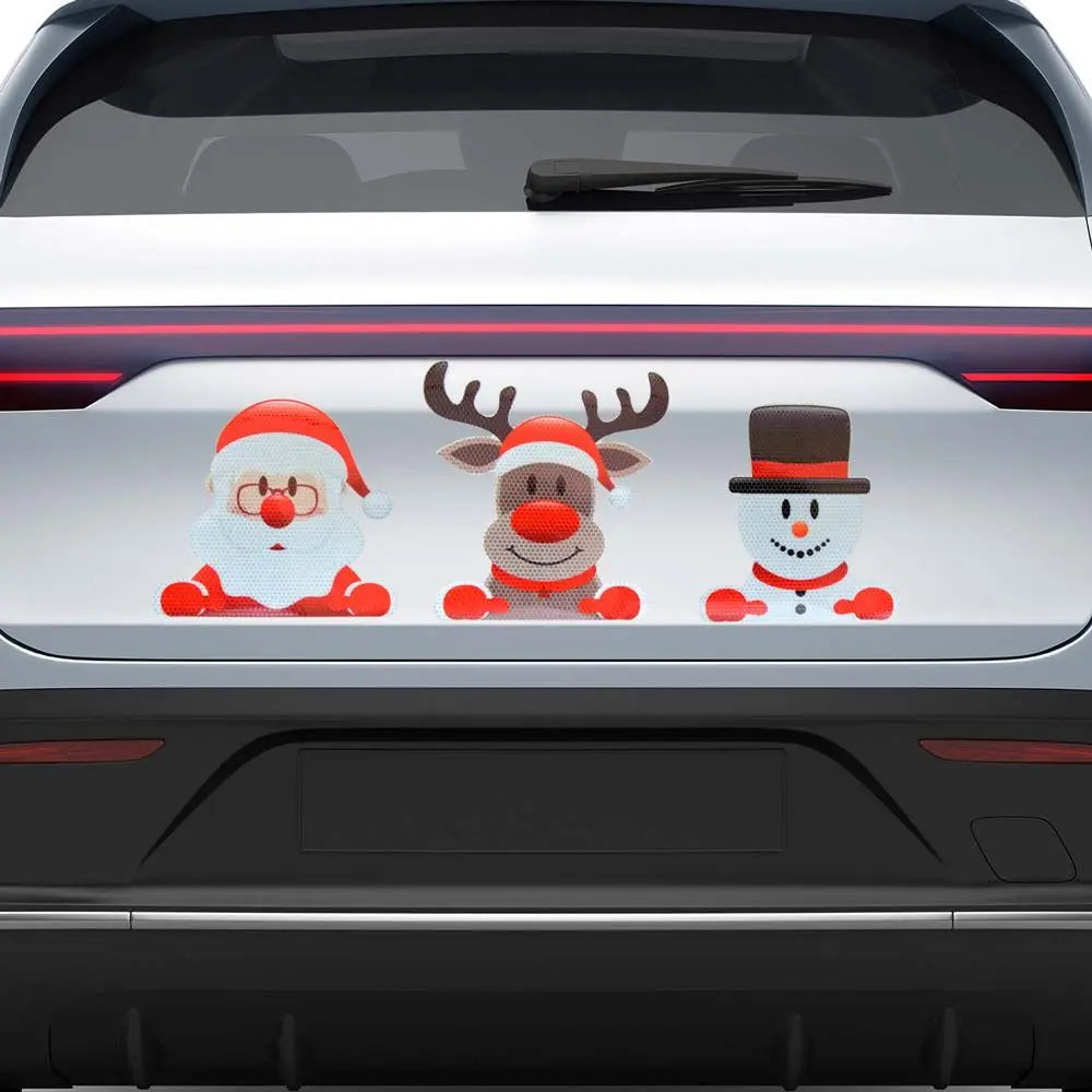 Elk Christmas Day Bulb Cartoon Car Magnetic Reflective Decal Exterior Zpaxo