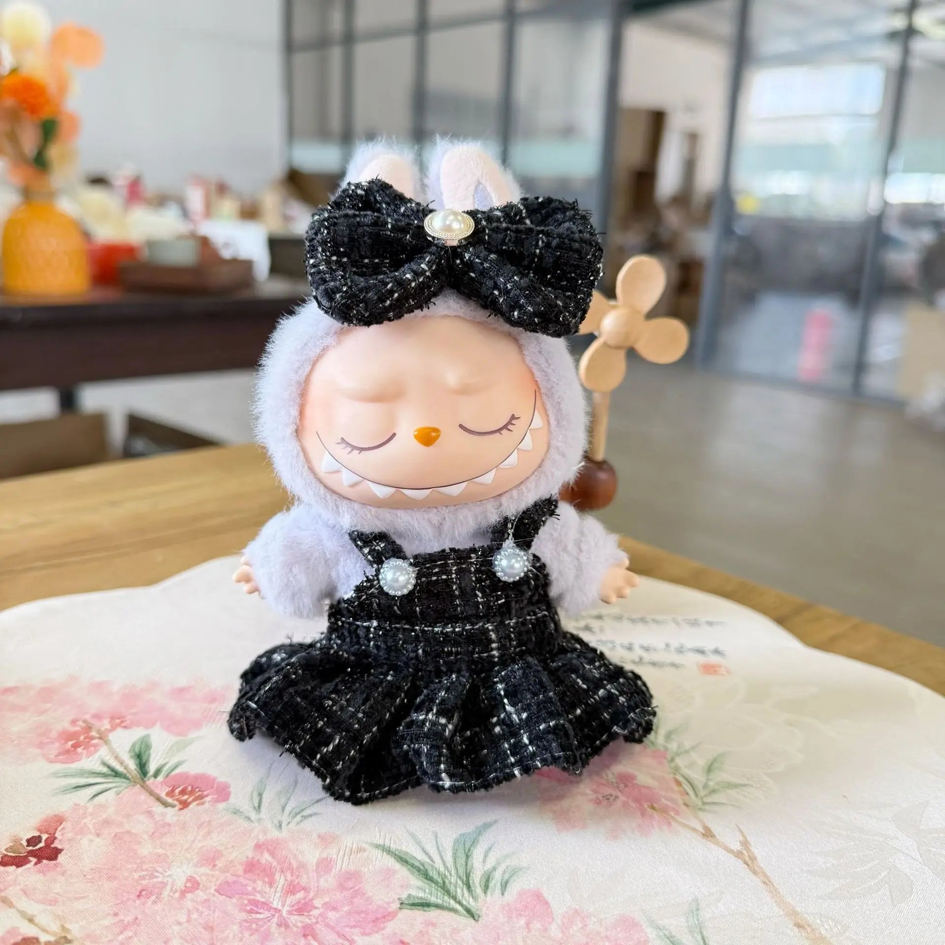 17cm Labubu Doll Clothes Outfit Accessories for Korea Kpop Exo Labubu Idol V1 V2 Skirt Clothing Gift Zpaxo black set no doll