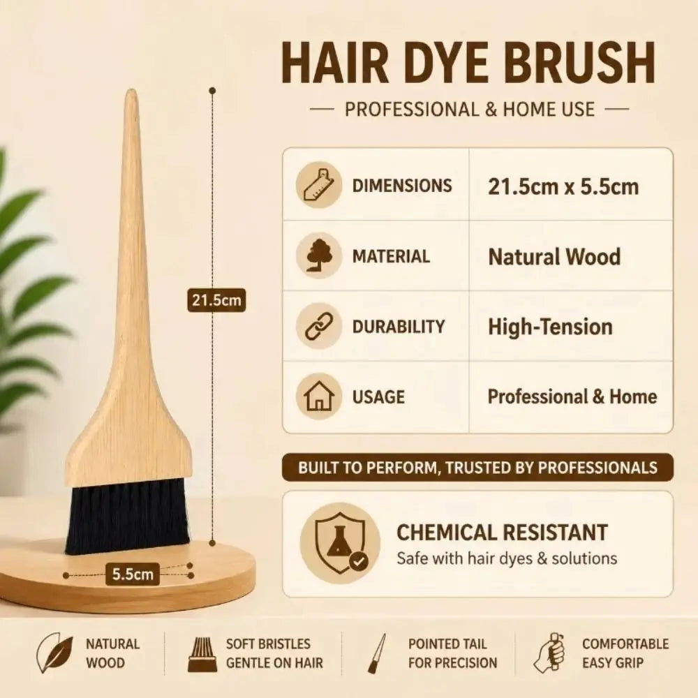 Bamboo Hair Dye Brush Wide Bristles Solid Wood Handle Salon Coloring Zpaxo