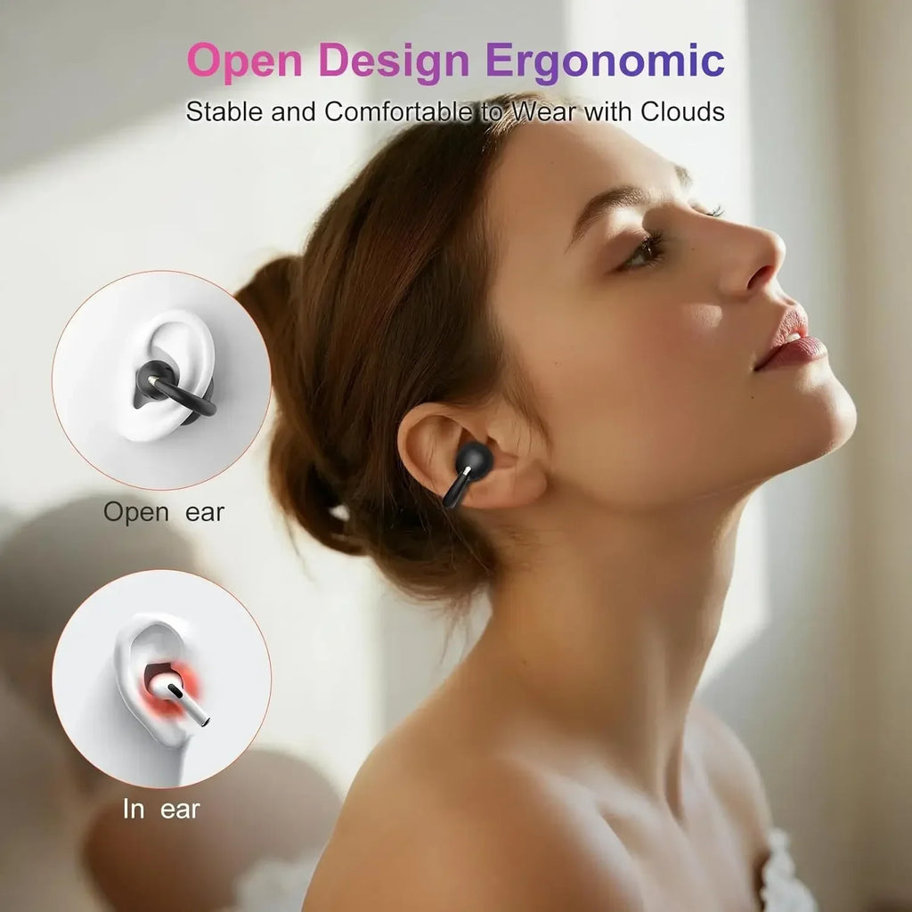 Open Ear Earbuds Clip Sport Bluetooth Headphones 5 4 Earphones Clear