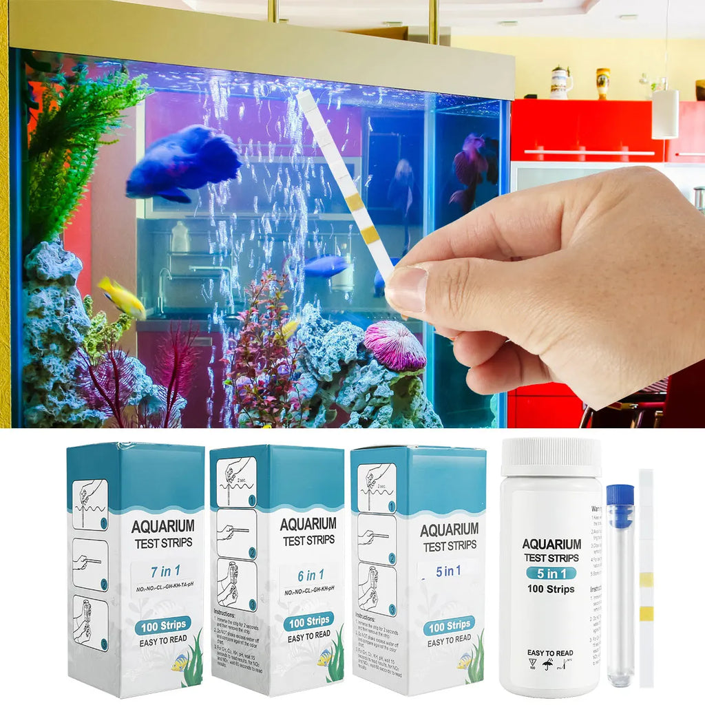 100pcs Aquarium Test Strips 7-IN-1/ 3-IN-1 Fish Tank Test Kit Freshwater Saltwater Aquarium Water Test to Detect pH Test Strips Zpaxo