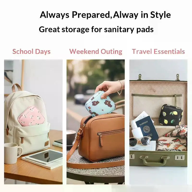 Cute Cartoon Sanitary Pad Storage Pouch – Portable Organizer Sanitary Storage Pouch Zpaxo