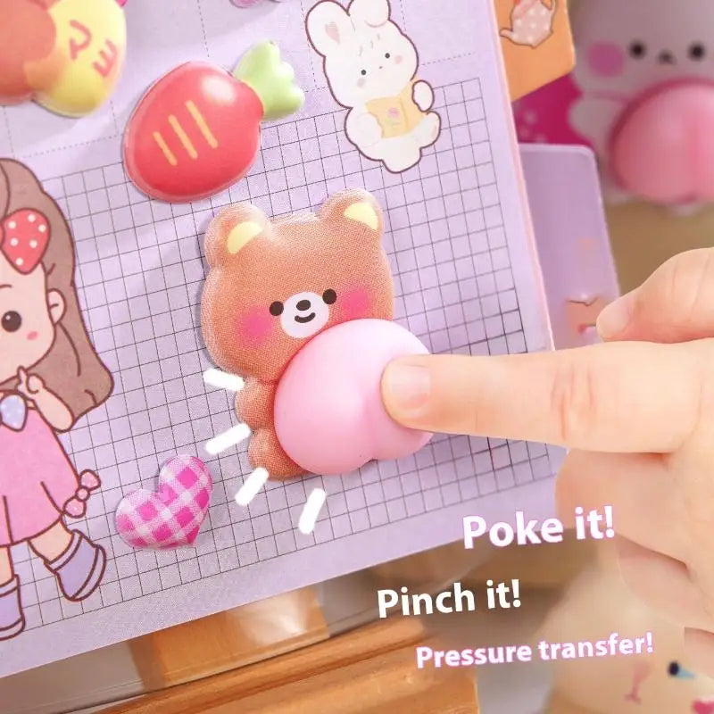 Kids Kawaii Cartoon 3D Fart Peach Stereo Sticker Stereoscopic Lovely