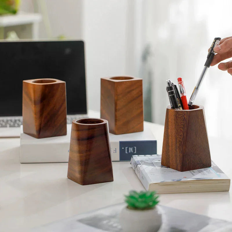 Black Walnut Pen Holder Polishing Design Desktop Storage Supplies Wooden Desk Accessories Pen Storage Box Walnut Pen Holder Zpaxo
