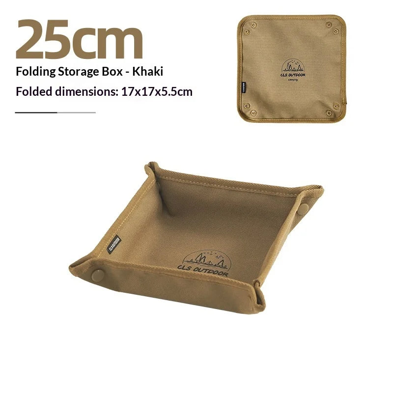 Hot Outdoor Camping Storage Tray, Household Travel Storage Box, Camping Portable Folding Square Miscellaneous Items Storage Tray Zpaxo khaki-M