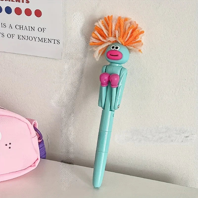 Furry Mechanical Boxing Stress Relief Pen Cartoon Funny Big Mouth Zpaxo Blue B11286B