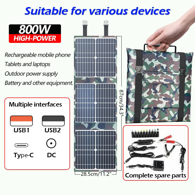 100-800W Foldable Solar Panel Kit - Complete MPPT Power Station for Car Boat Caravan & Camping 18V Portable Generator Zpaxo