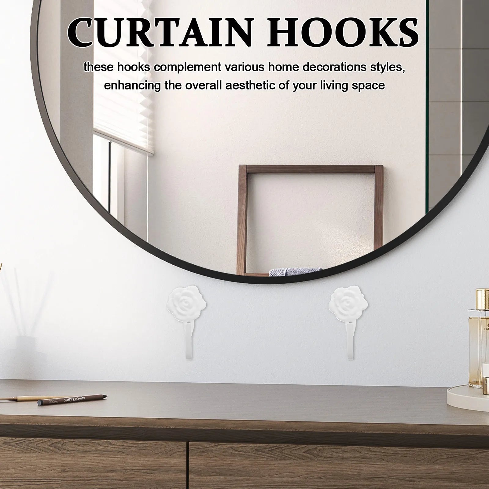 2Pcs Curtain Hooks European Style Iron Metal Flower Drapery Holdbacks Wall Mounted for Curtains Hats Scarves Coats