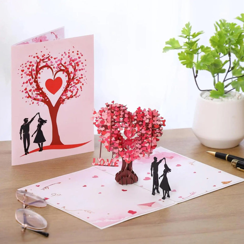 3D Pop-Up Valentine's Card – Heart Tree Dancing Couple Pop-Up Greeting Card Zpaxo