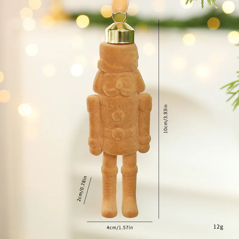 Flocked Nutcracker Soldier Christmas Tree Hanging Ornament Christmas Ornament Zpaxo Earthy Yellow