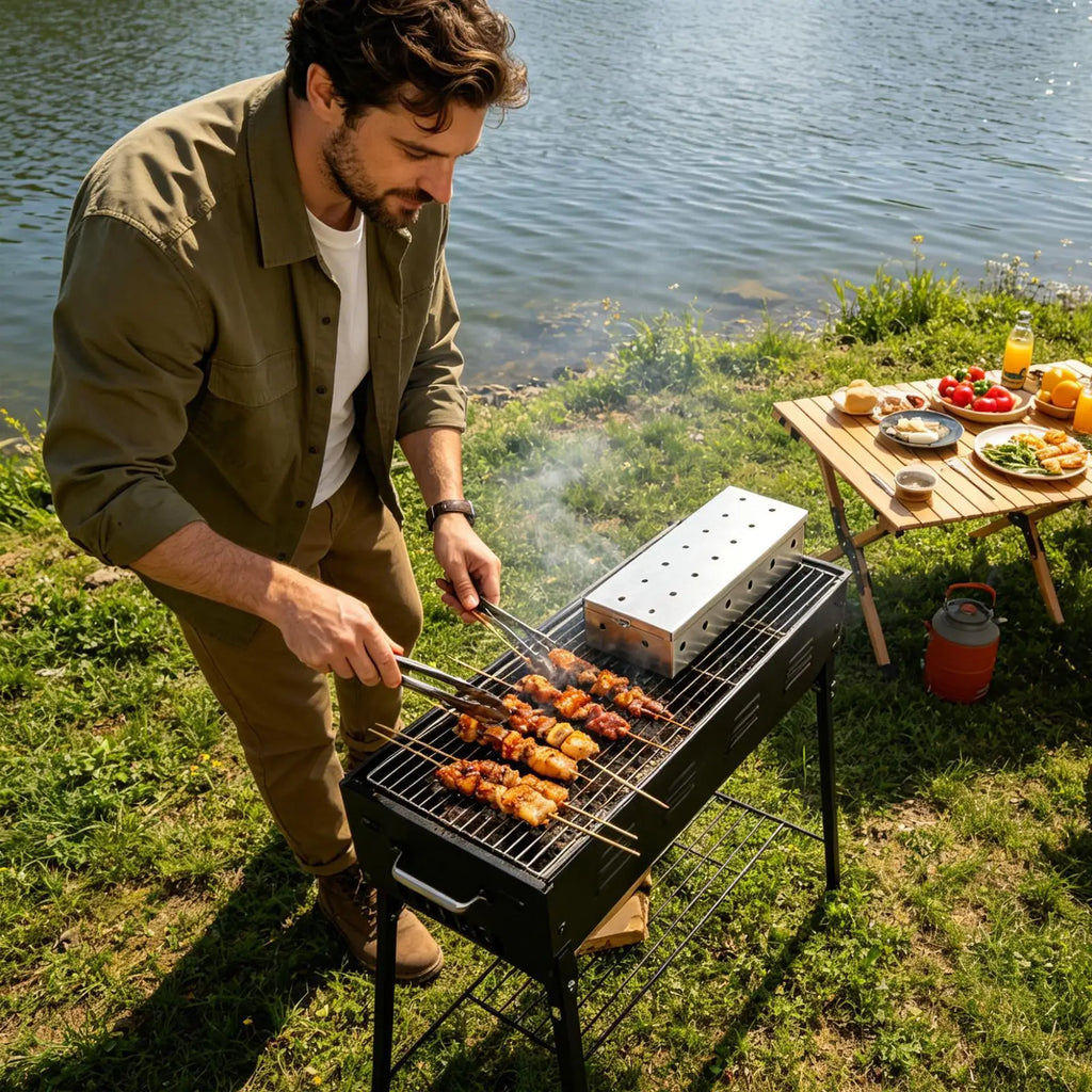 Wood Chip Box Storage Container Grill Accessories Outdoor Backyard