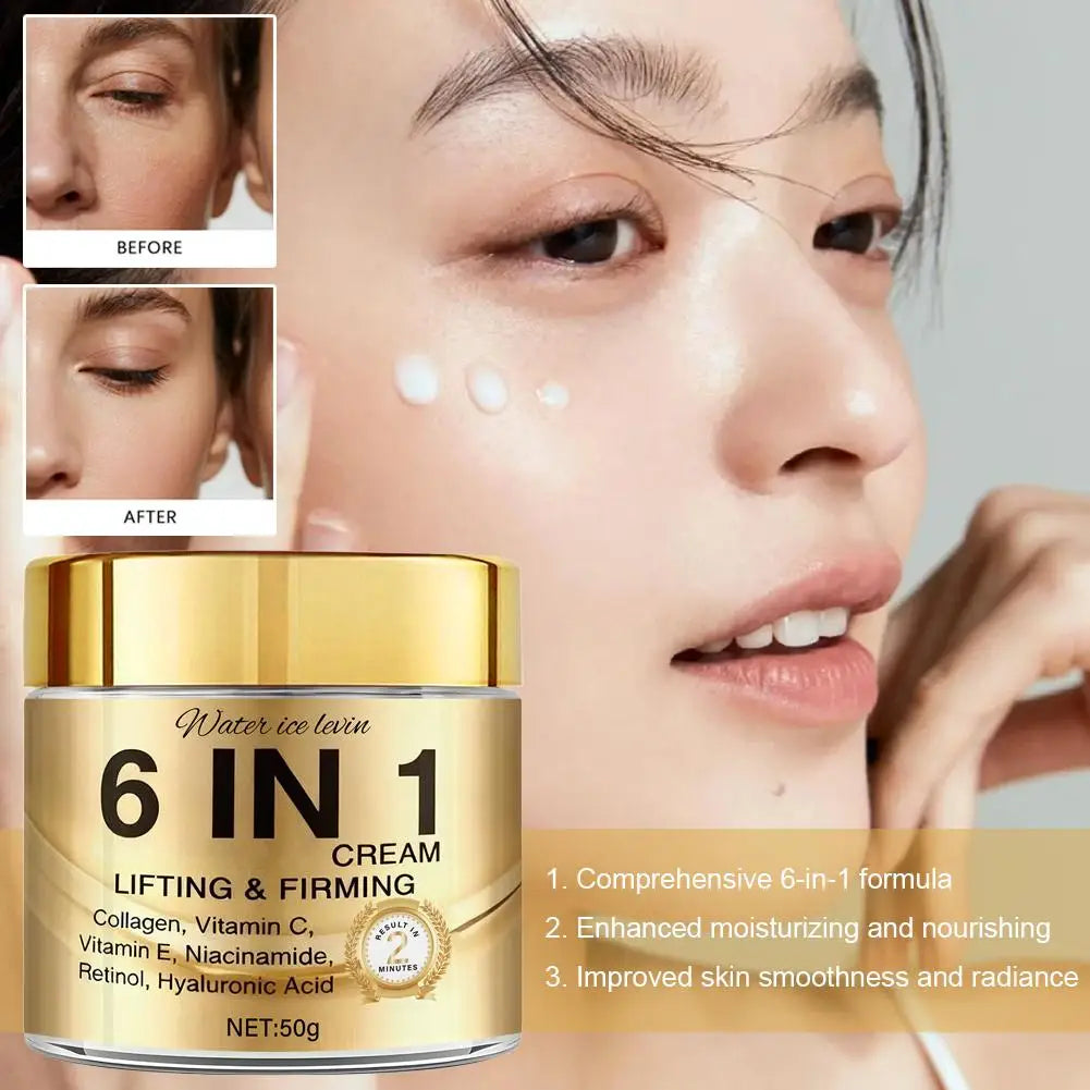 6 IN 1 Collagen Face Cream Lifting Firming Moisturizer With Vitamin C, E, Retinol,Hyaluronic Acid 50g Anti-Wrink Skin Care Zpaxo