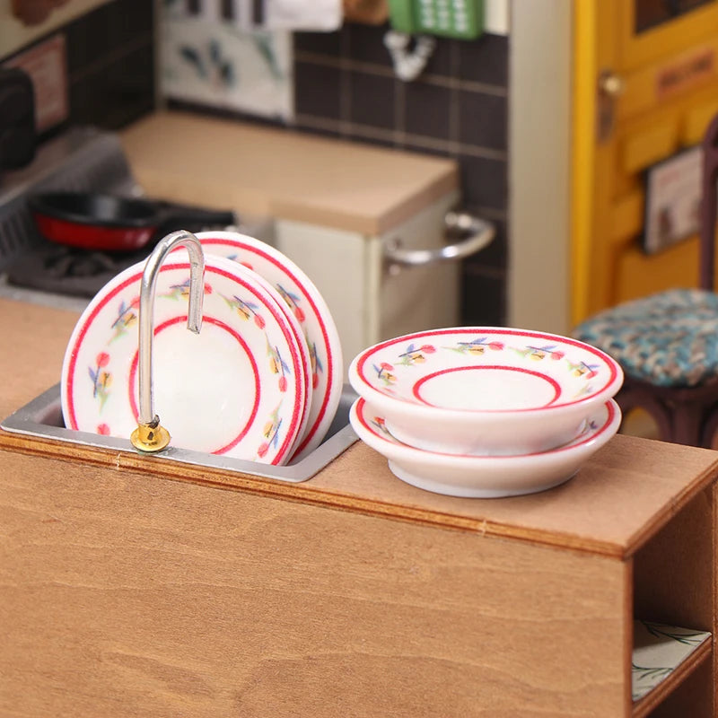 1 12 Dollhouse Miniature Plates 5 Pretend Play Kitchen Decorations Zpaxo A3 5pcs