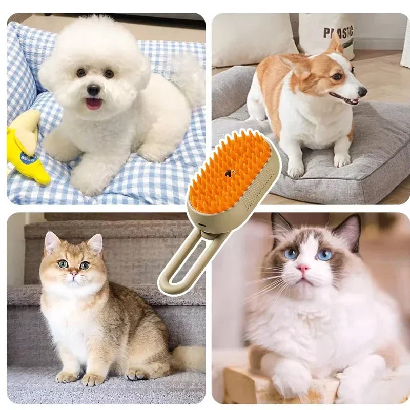 Cat Dog Pet Spray Massage Brush One Button Steam Spray Folding Rotatable Floating Hair Bath Hair Removal Brush Comb Zpaxo