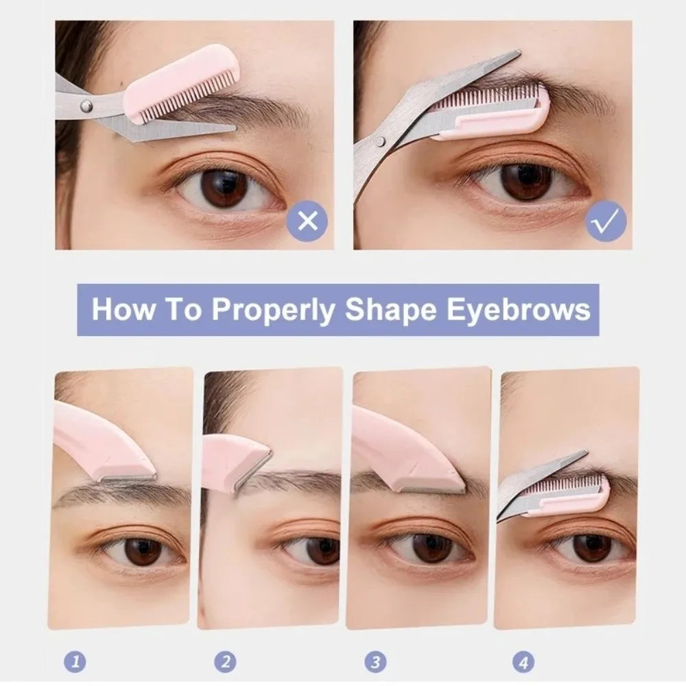 with Comb Eyebrow Trimmer Stainless Steel Multifounction Eyebrow Trimming Scissors Ultra-Smooth Brow Trimmer Makeup Tool Zpaxo