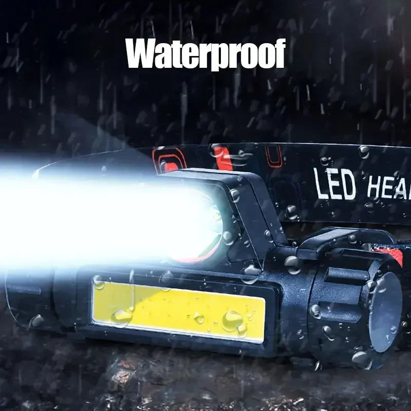 XPE+COB LED Headlamp – USB Rechargeable, Magnetic, Waterproof