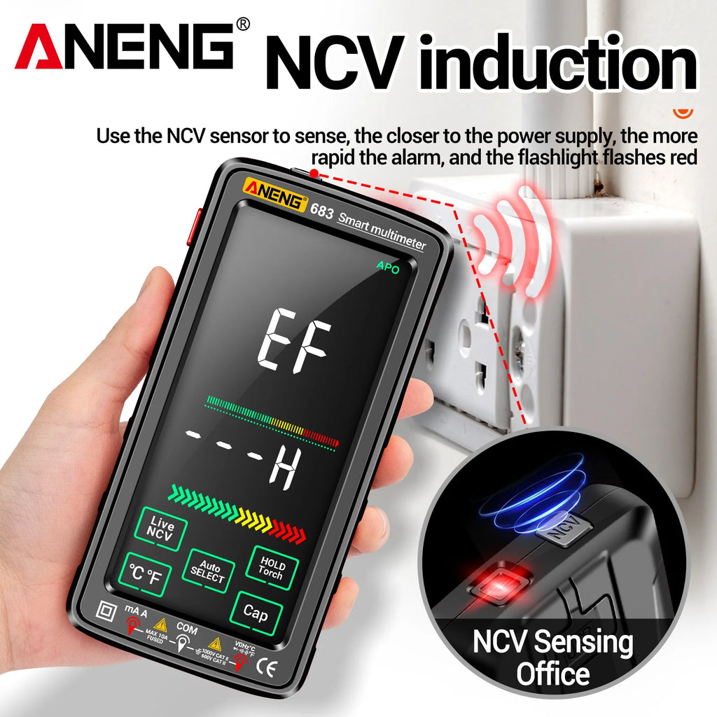 ANENG 683 Touchscreen Display USB Charging NCV Temperature Digital