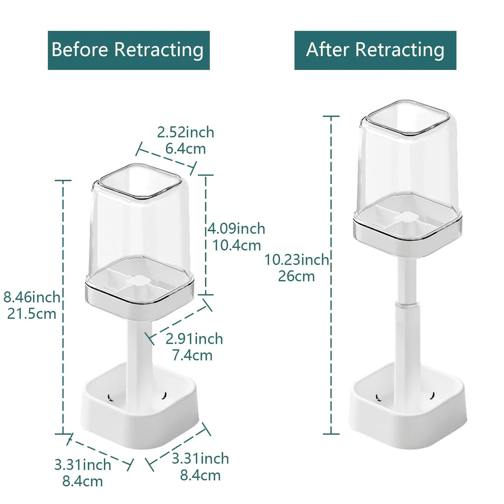 3-in-1 Countertop Toothbrush Holder with Cover & Toothpaste Slot