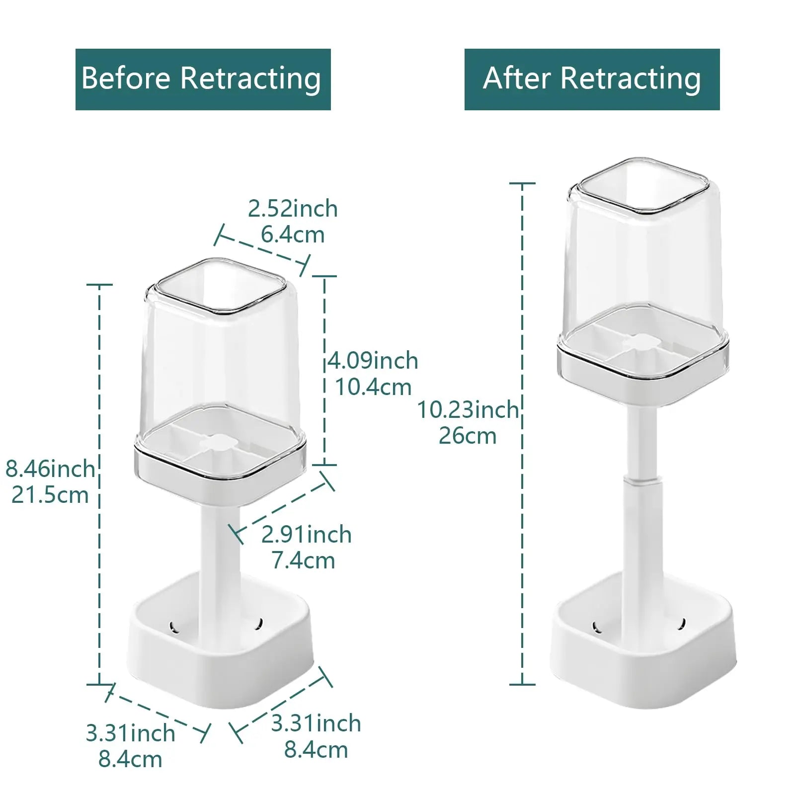 3-in-1 Countertop Toothbrush Holder with Cover & Toothpaste Slot