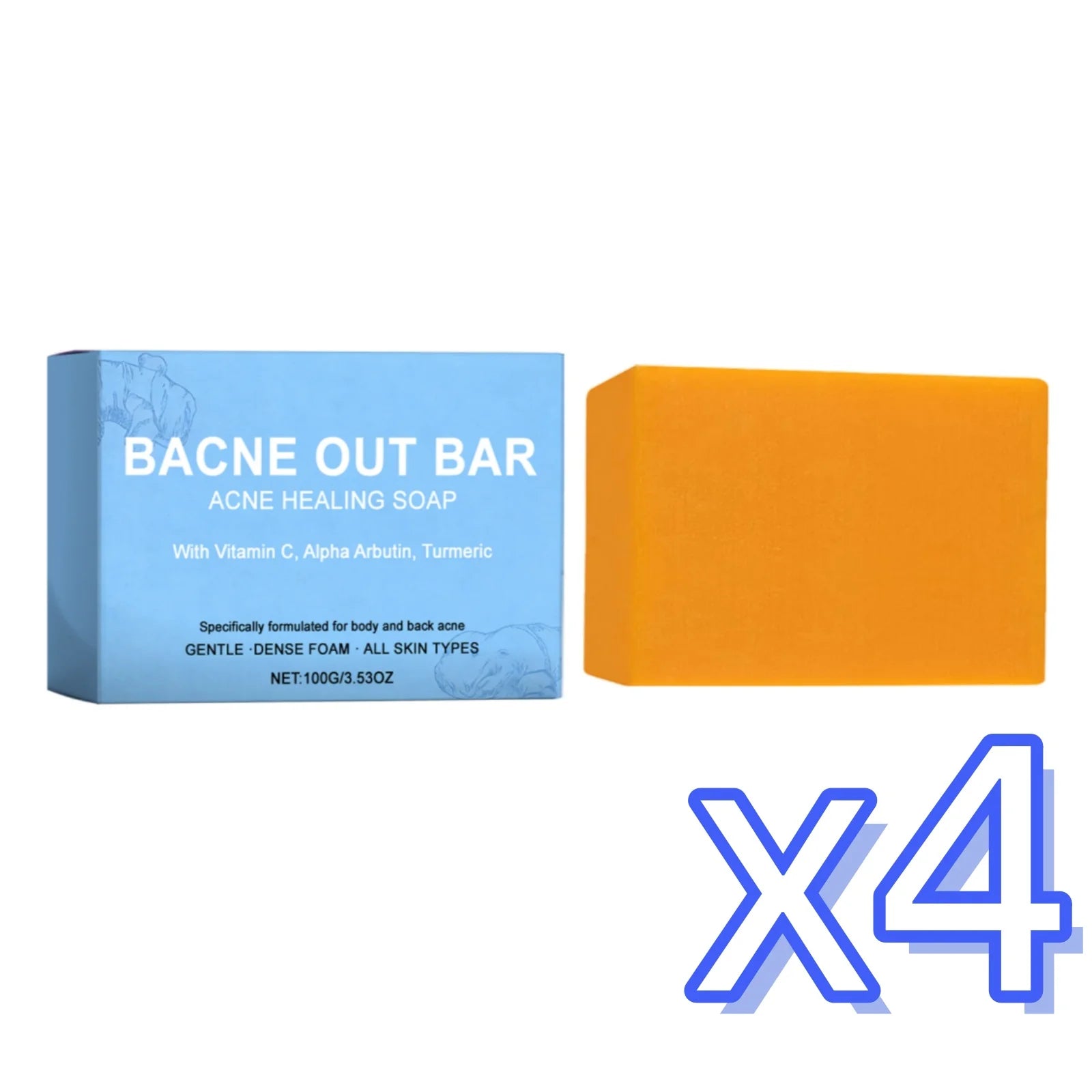 Turmeric Cleansing Soap – Body Acne, Odor & Deep Clean Bar Cleansing Bar Soap Zpaxo 100g Boxed x 4pcs