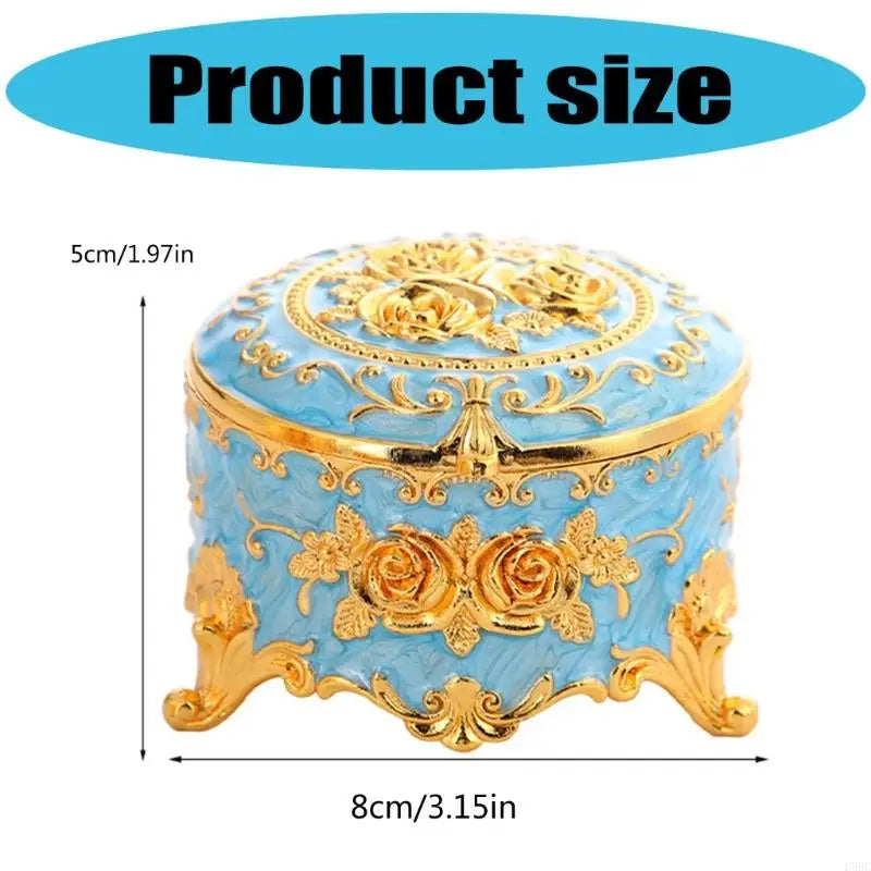 Retro Enamel Trinket Organiser Jewelry Box with Secure Closure Home Decoration Zpaxo