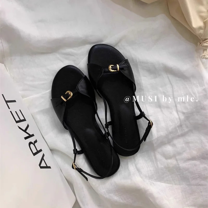 Sandals for Women 2025 Flat Shoes Women's Casual Outerdoor Summer New Versatile Sandals Women Sandalias Mujer Zpaxo black 38